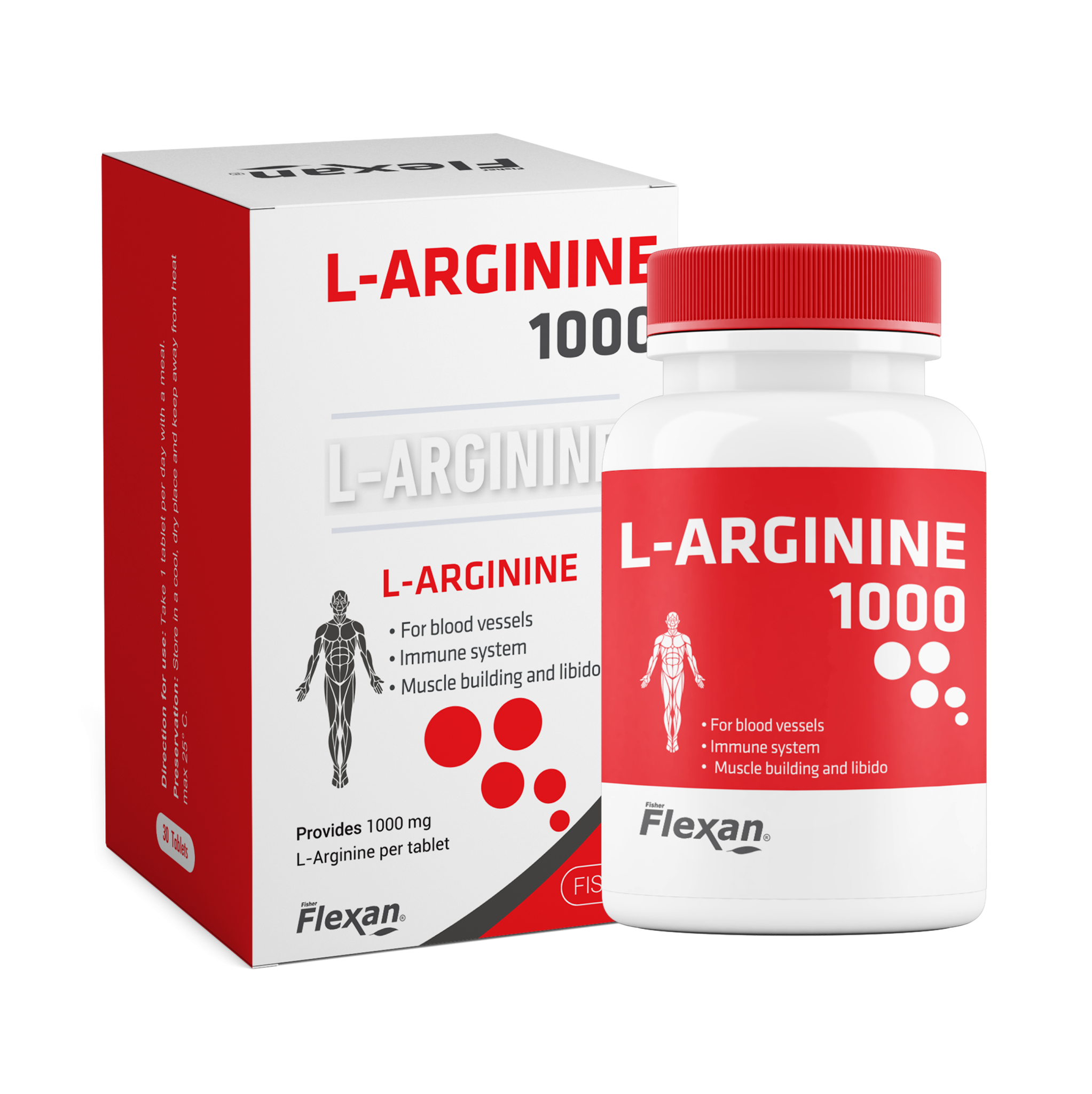 L-Arginine-1000-Flexan-Both-2045x2048 قرص ال-آرژینین 1000 فلکسان - تصویر 1