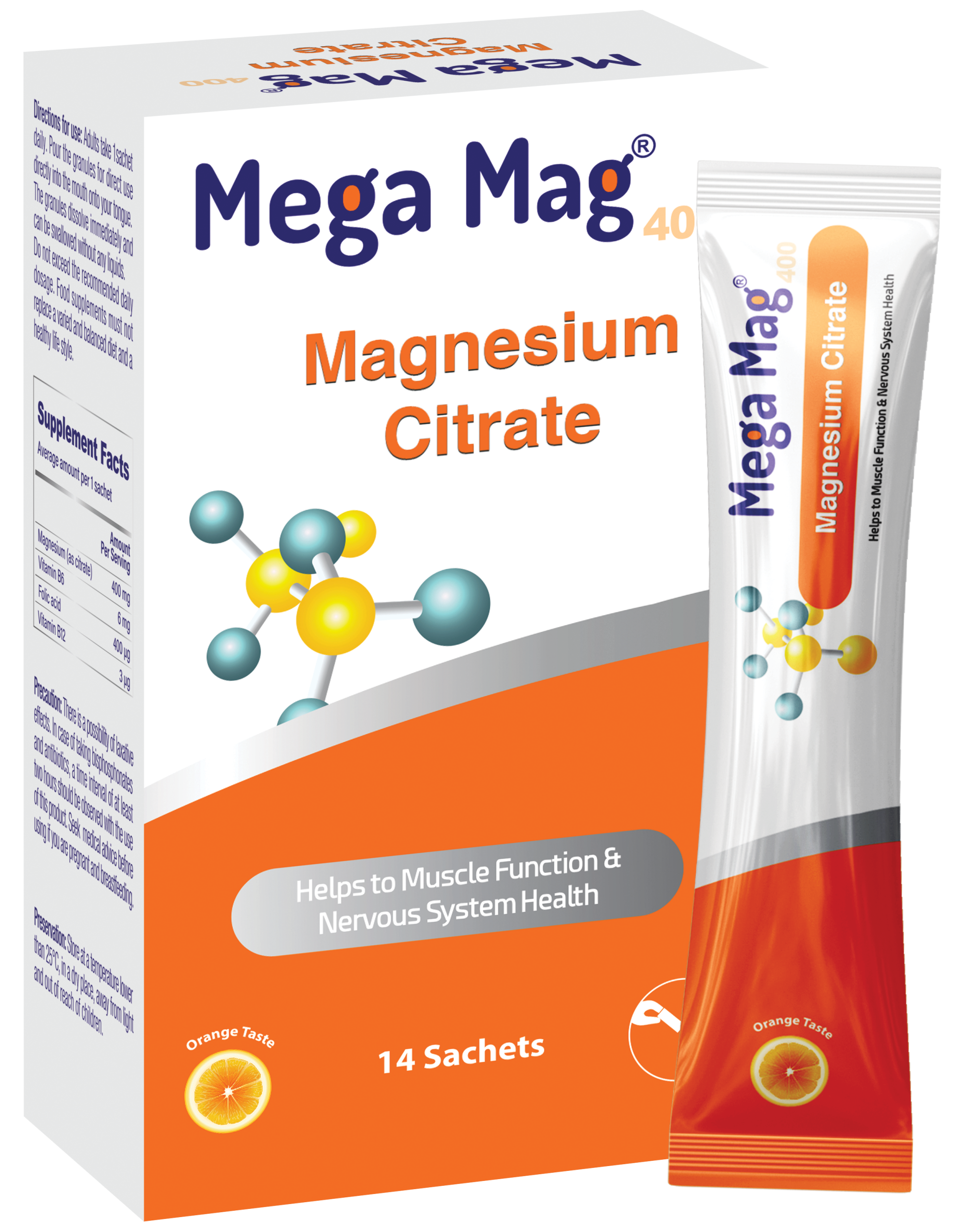 Magnesium-citrate-Megamag400-both ساشه منیزیم سیترات مگامگ - تصویر 1