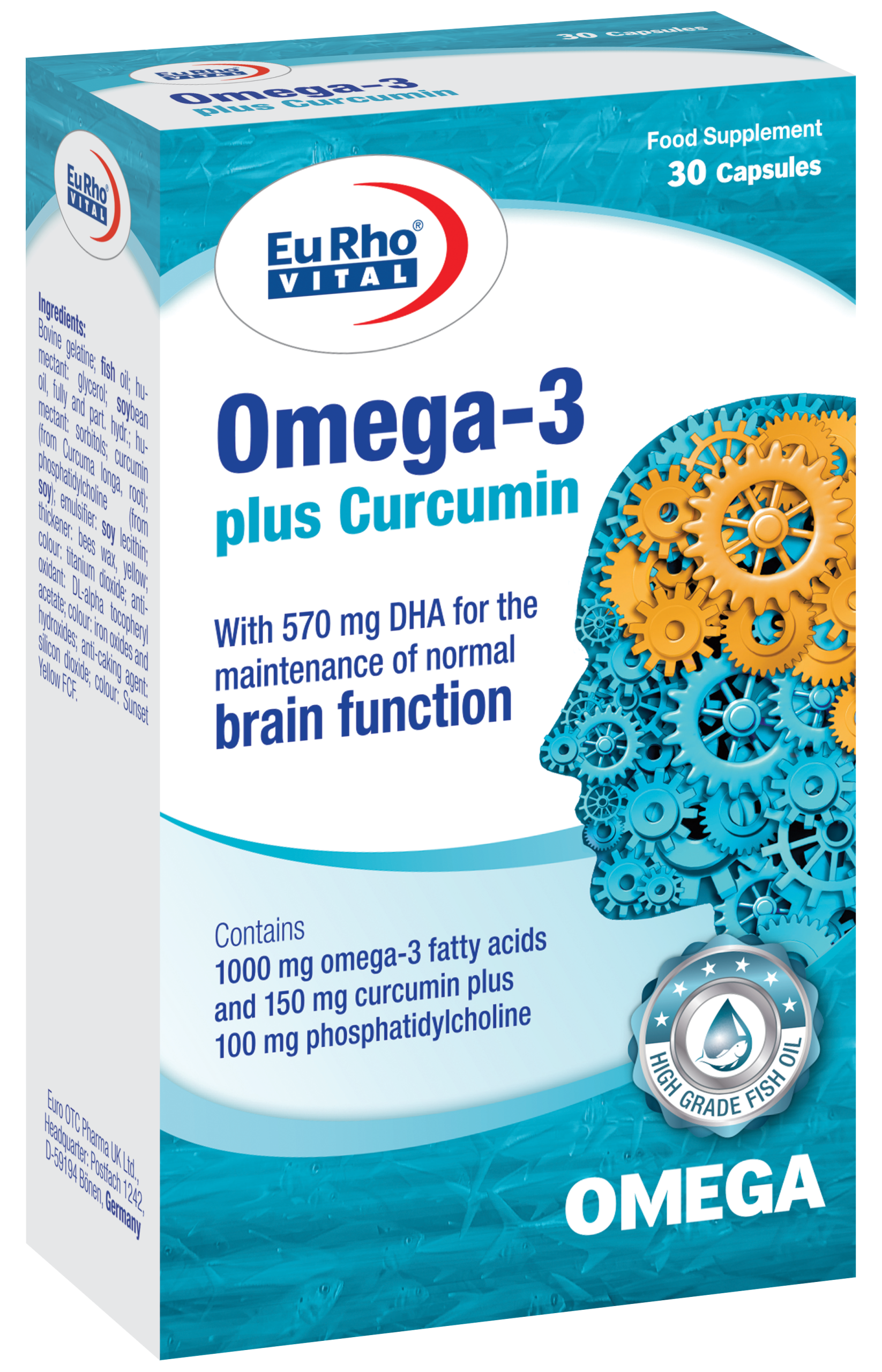 Omega-3-plus-Curcumin کپسول امگا-3 پلاس کورکومین یوروویتال - تصویر 1